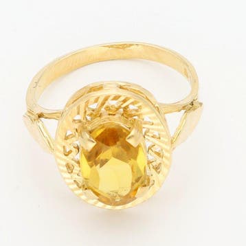 Ring - 18 karaat Geel goud Saffier, Nieuw