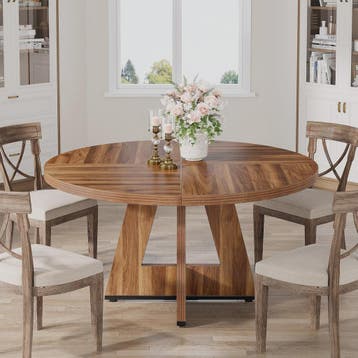 Ronde Eettafel voor 4 Personen - 47 Inch Boerenstijl Keukent, Huis en Inrichting, Verzenden, Nieuw
