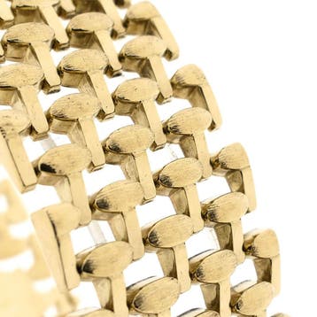Gouden brede Bismarck schakelarmband, Ophalen of Verzenden, Gebruikt, Goud, Goud