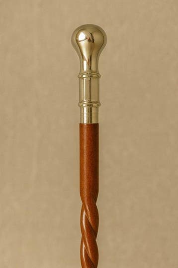 Wandelstok - Messing, Hout