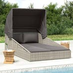vidaXL Ligbed met inklapbaar dak 200x114x128 cm poly rattan, Verzenden, Nieuw
