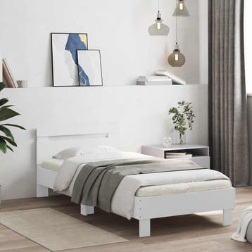 vidaXL Bedframe Wit Bewerkt hout, Huis en Inrichting, Slaapkamer | Bedden, Verzenden, Nieuw, Wit, Hout