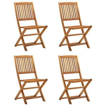vidaXL Tuinstoelen inklapbaar 4 st massief acaciahout, Verzenden, Nieuw, Hout