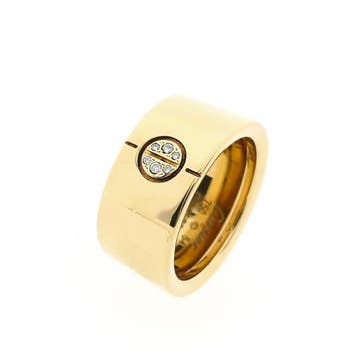 Cartier gouden brede ring met diamanten; 0,04 ct., Gebruikt, Ophalen of Verzenden, 17 tot 18, Dame of Heer