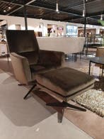 Draaifauteuil Morini + hocker **SHOWROOMMODEL**, Nieuw, Stof