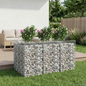 vidaXL Gabion Verhoogd Bed 2 st 150 x 100 x 100 cm zilver, Verzenden, Nieuw, IJzer