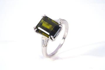 Ring - 18 karaat Witgoud - 4.63ct. tw. Toermalijn - Diamant, Nieuw