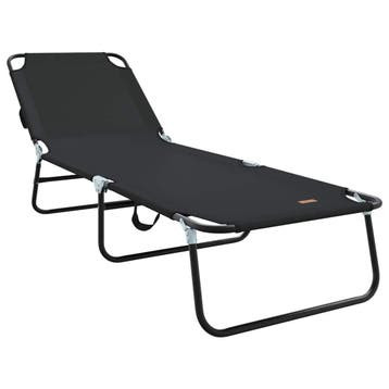 vidaXL Opvouwbare zonnebed Zwart 188 x 57 x 86,5 cm, Verzenden, Nieuw