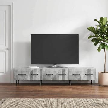 vidaXL TV-kast met lade Betongrijs 147 x 34,5 x 30 cm, Minder dan 50 cm, Verzenden, Nieuw, Minder dan 100 cm