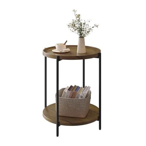 2dekans | Woltu Ronde Salontafel met 2 Planken en Afneembaar, Huis en Inrichting, Tafels | Eettafels, Zo goed als nieuw, Ophalen of Verzenden