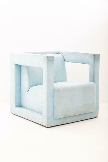 Gebruikte Palau Cubit fauteuil lichtblauw velours 750 |Ocazu, Vergader- of Presentatieruimte, Ophalen of Verzenden, Gebruikt, Stoel