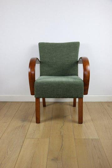 Lounge stoel - fauteuil - Beuken - Art Deco-gebogen fauteuil