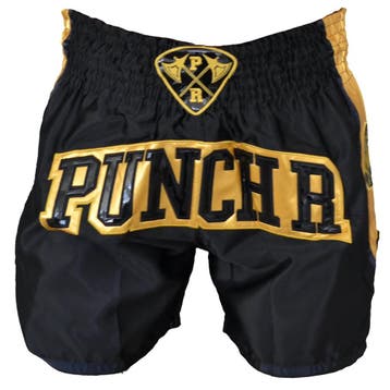 PunchR Muay Thai Kickboks Broek Zwart Goud, Ophalen of Verzenden, Nieuw