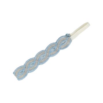 Haarband Gevlochten 3,5cm - Kant - Zilverdraad - Blauw, Nieuw