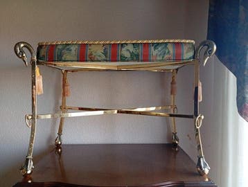 Bank - Messing, hard hout, doek - Italiaanse curulbank, Nieuw