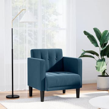 vidaXL Fauteuil met armleuningen Blauw 53 cm Fluweel, Huis en Inrichting, Fauteuils, Verzenden, Nieuw