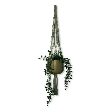 Plantenhanger Hippie Olijfgroen - Katoen - Macramé -, Ophalen of Verzenden, Nieuw
