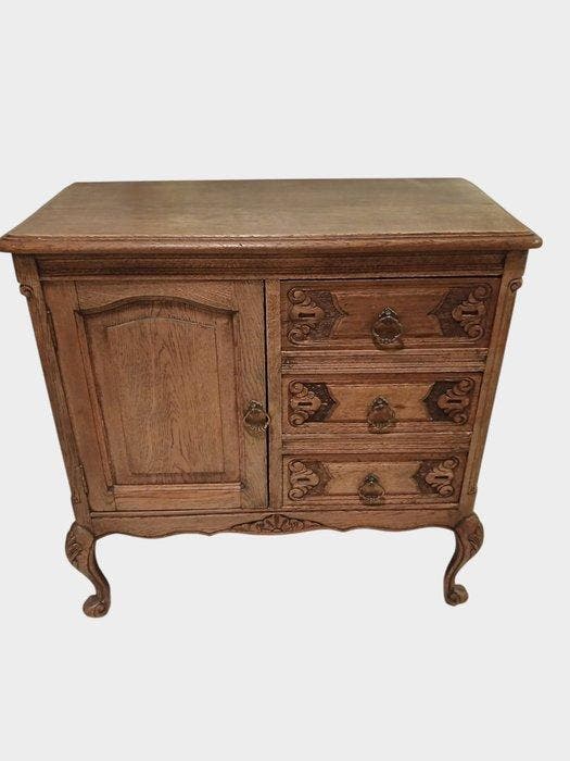 Commode - Eik - Louis Quinze-stijl kastje, Antiek en Kunst, Curiosa en Brocante