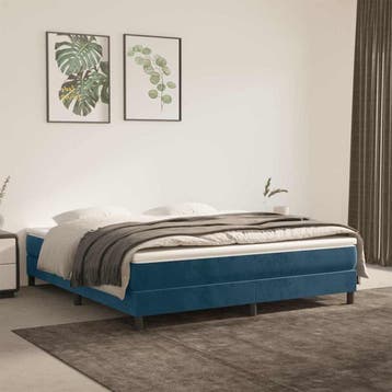 vidaXL Boxspring bed 180x200 cm fluweel donkerblauw, Eenpersoons, Nieuw, 80 cm, 200 cm