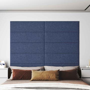 vidaXL Wandhoofdbord 12 st 90 x 30 cm Blauw Stof, Doe-het-zelf en Verbouw, Platen en Panelen, Verzenden, Nieuw