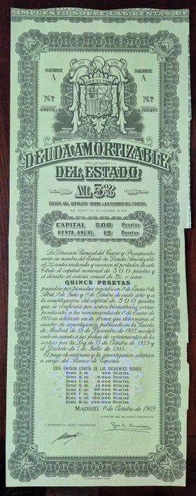 Spanje. 500 Peseta -State debt 1969 -decorative (Zonder