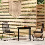 vidaXL 3-delige Tuinset zwart, 2 zitplaatsen, Verzenden, Nieuw, Rvs