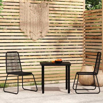 vidaXL 3-delige Tuinset zwart, 2 zitplaatsen, Verzenden, Nieuw, Rvs