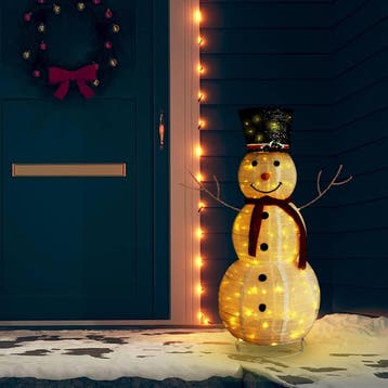 vidaXL Decoratieve sneeuwpop LED 120 cm luxe stof, Diversen, Verzenden, Nieuw