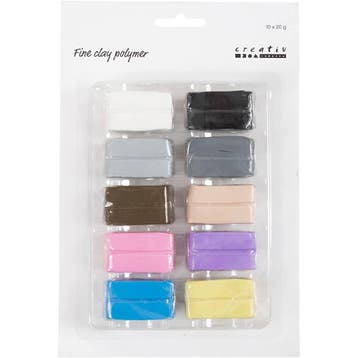 Fijne Polymeerklei, pastelkleuren, 10x20 gr/ 1 doos, Nieuw