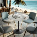 Ronde bistrotisch 78,5 cm met blad van gesinterde steen, Huis en Inrichting, Tafels | Bijzettafels, Verzenden, Nieuw