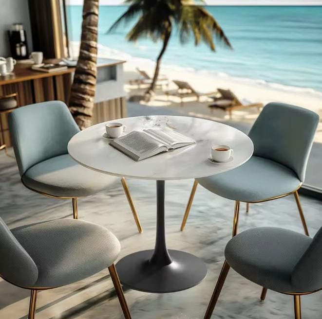 Ronde bistrotisch 78,5 cm met blad van gesinterde steen, Huis en Inrichting, Tafels | Bijzettafels, Nieuw, Verzenden