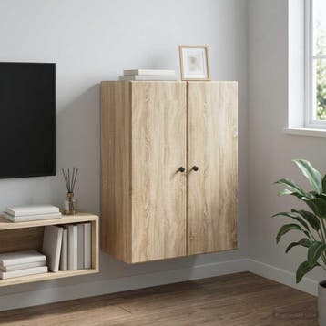 vidaXL Wandkast Sonoma Eiken 66 x 34,5 x 90 cm Bewerkt hout, Huis en Inrichting, Kasten | Overige, Verzenden, Nieuw