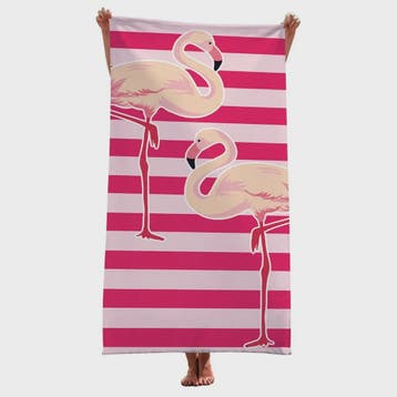 Flamingo Strandlaken - Sneldrogend Katoen met Roze Strepen
