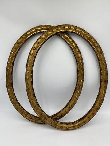 Lijst (2) - Hout - Paar gouden ellipsen