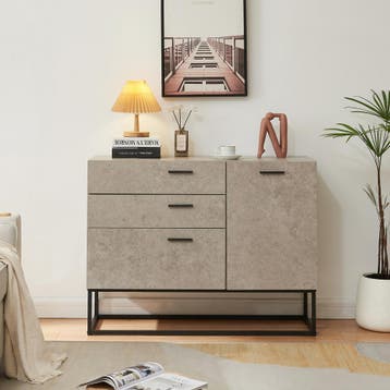 Sideboard Lavangen commode 75x100x35 cm betonkleurig licht e, Verzenden, Nieuw