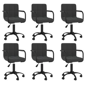 vidaXL Eetkamerstoelen 6 st draaibaar fluweel zwart, Verzenden, Nieuw, Zwart