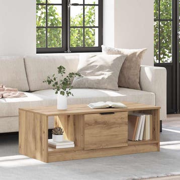 vidaXL Salontafel Artisan Eiken 102 x 50 x 36cm Bewerkt hout, Verzenden, Nieuw, Overige houtsoorten, 50 tot 100 cm