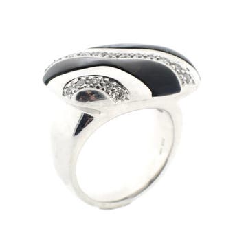 Exclusieve witgouden ring met parelmoer (Tahiti) en diama..., 18 tot 19, Gebruikt, Ophalen of Verzenden, Met edelsteen