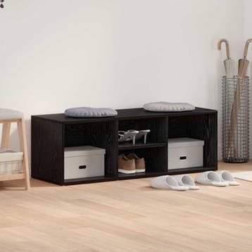 vidaXL Schoenenbank 102 x 35 x 35 cm Bewerkt hout Zwart, Huis en Inrichting, Verzenden, Nieuw