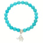 Fako Bijoux - Armband - Turquoise Kralen - Olifant - 8mm, Verzenden, Nieuw