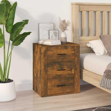 vidaXL Nachtkastje 50x36x60 cm bewerkt hout gerookt, Minder dan 45 cm, Verzenden, Nieuw, 55 tot 70 cm