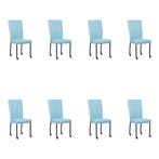 Set van 8 Leren eetkamerstoelen Deal - Toledo Sky Blue, Huis en Inrichting, Ophalen of Verzenden, Nieuw, Leer
