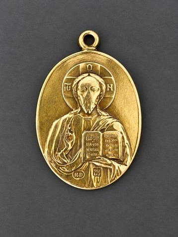 14 karaat - Geel goud - Hanger - Christ Pantocrator - 56 z, Antiek en Kunst