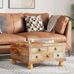 Industriele salontafel gerecycled hout | Laatste Stuk!, Overige materialen, 50 tot 100 cm, Vierkant, Nieuw