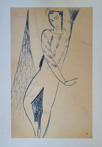Amedeo Modigliani - Lithographie: “Arlequin en trapéziste à