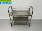 RVS Serveerwagen Dienwagen 2 lagen 95 cm Horeca, Ophalen of Verzenden, Nieuw in verpakking