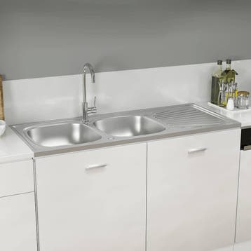 vidaXL Gootsteen dubbele bakken 1200x500x155 mm roestvrij, Verzenden, Nieuw