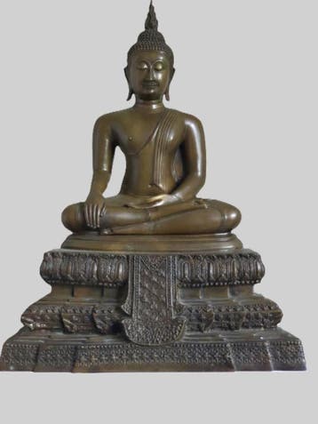 Antieke Bronzen Thaise Sukhothai Boeddha Akshobhya, Ophalen of Verzenden, Brons