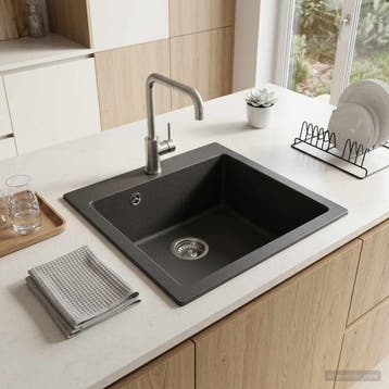 vidaXL Enkele keukenspoelbak Graniet 42.5 x 50 x 31 cm, Verzenden, Nieuw