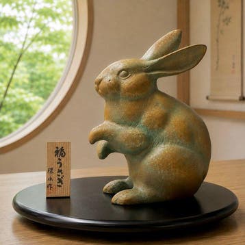 Lucky Rabbit — Japanese Okimono -  Watanabe Kansui -, Antiek en Kunst
